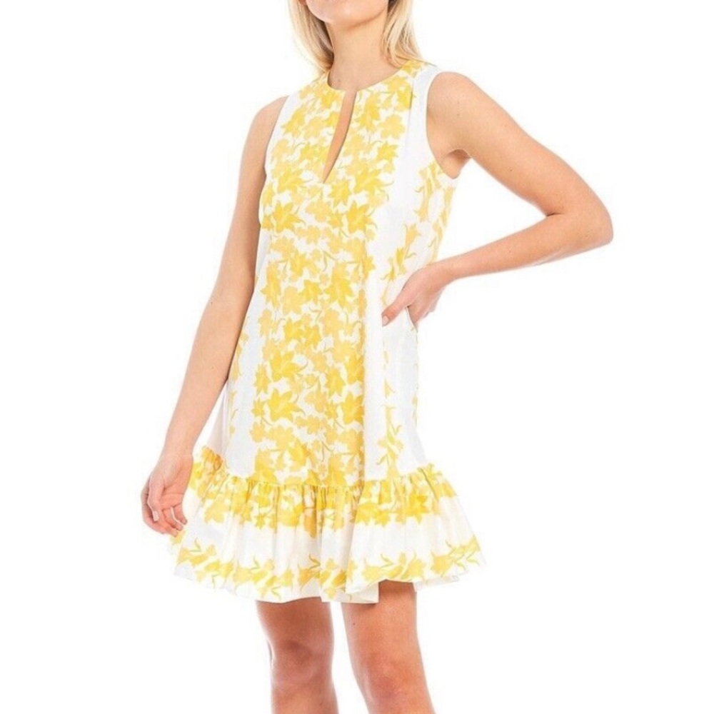 Sachin & Babi Lemon Yellow Lily Sleeveless Cotton Dress  Size 10